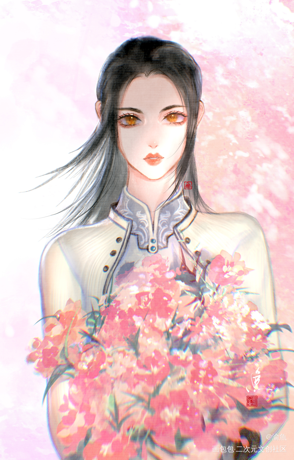 李寒衣_少年歌行古风厚涂水彩玉寒李寒衣板绘绘画绘画作品