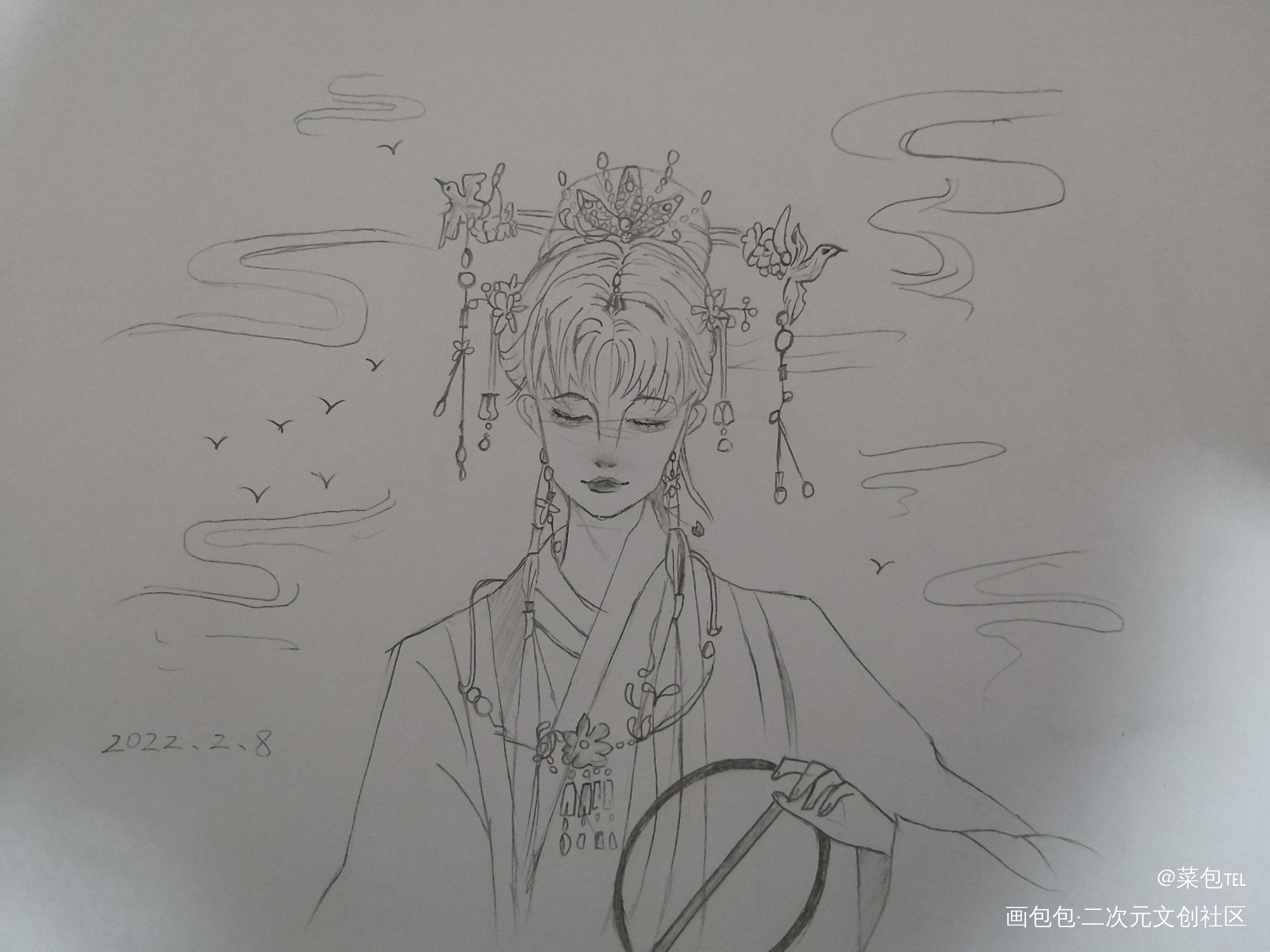手绘_二哈和他的白猫师尊天官赐福绘画作品