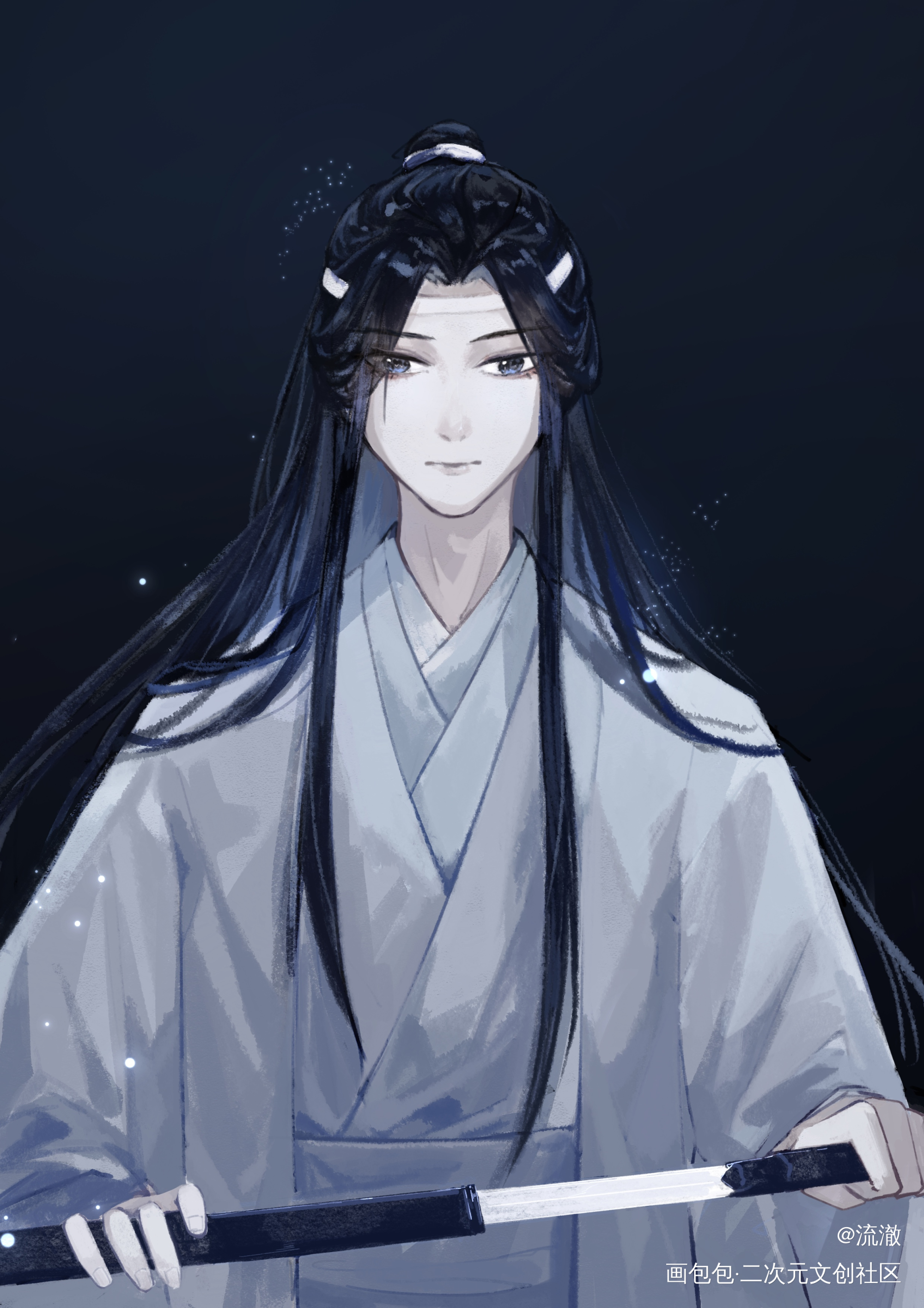 蓝忘机_魔道祖师蓝忘机绘画作品