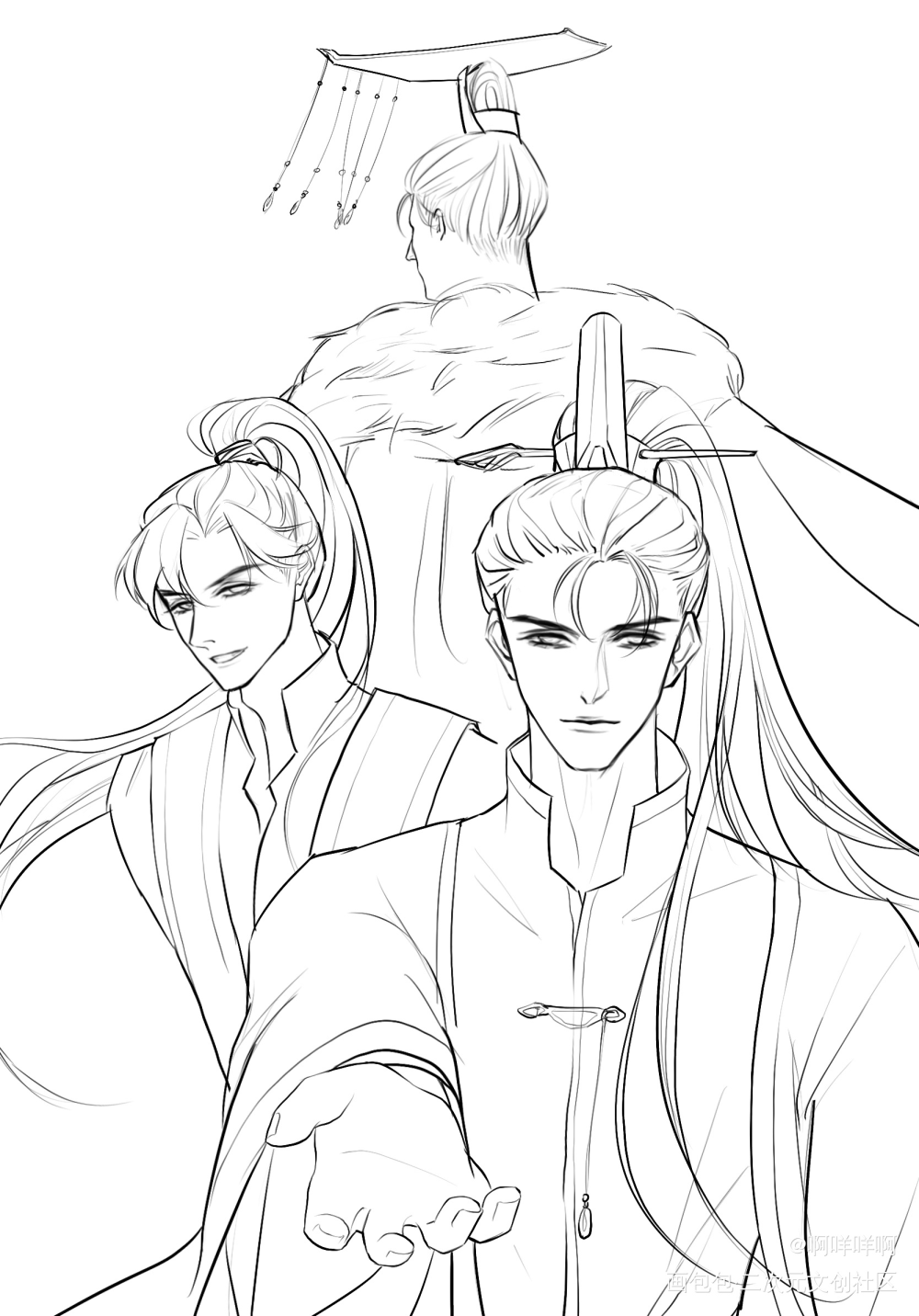 给燃燃子生贺图起了个稿～_二哈和他的白猫师尊燃晚墨燃肉包不吃肉绘画作品
