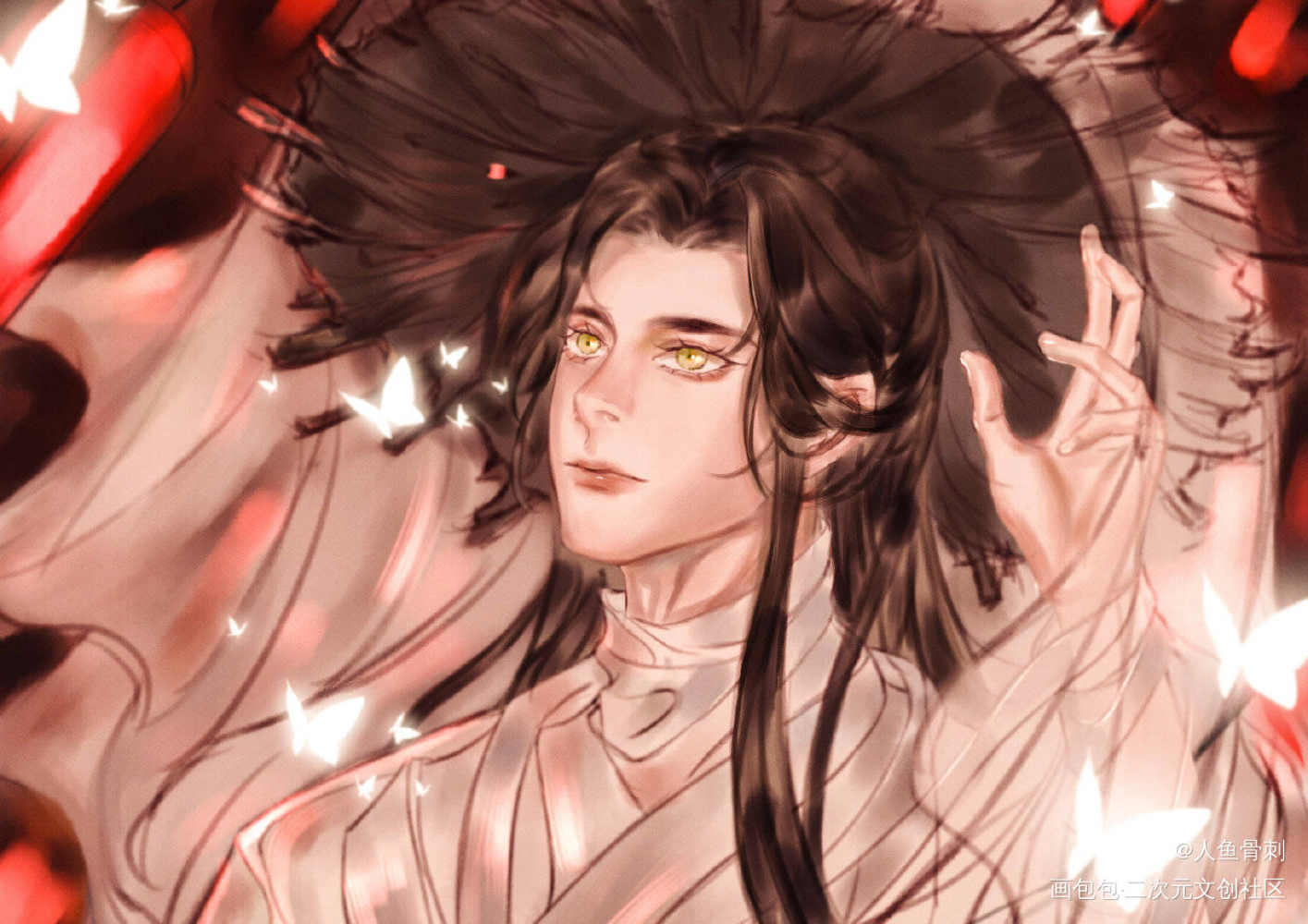 天官赐福_天官赐福花怜谢怜古风厚涂头像插画同人约稿板绘绘画作品