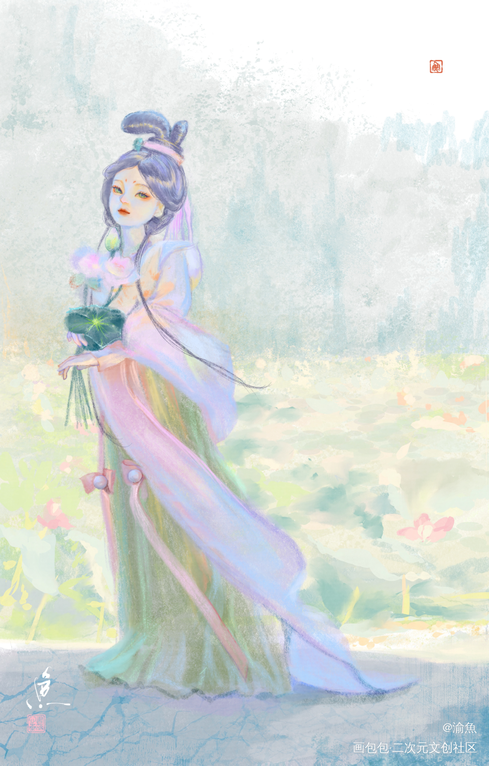 画一个仙女娃_古风人物立绘古风水彩bjd板绘绘画绘画作品