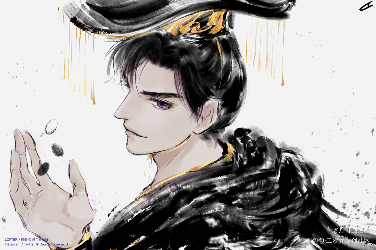 踏_二哈和他的白猫师尊燃晚踏仙君墨燃绘画作品