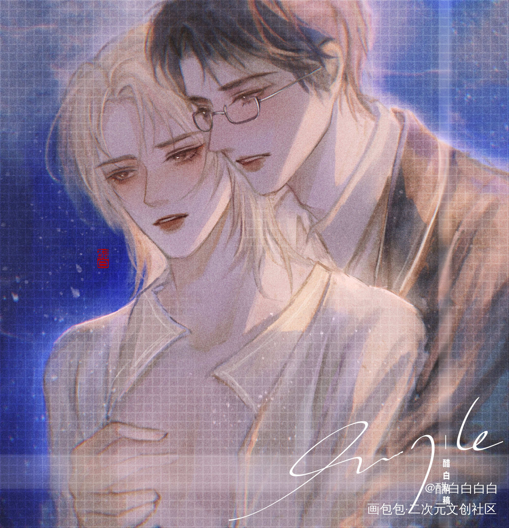 贴贴～_水彩绘画作品