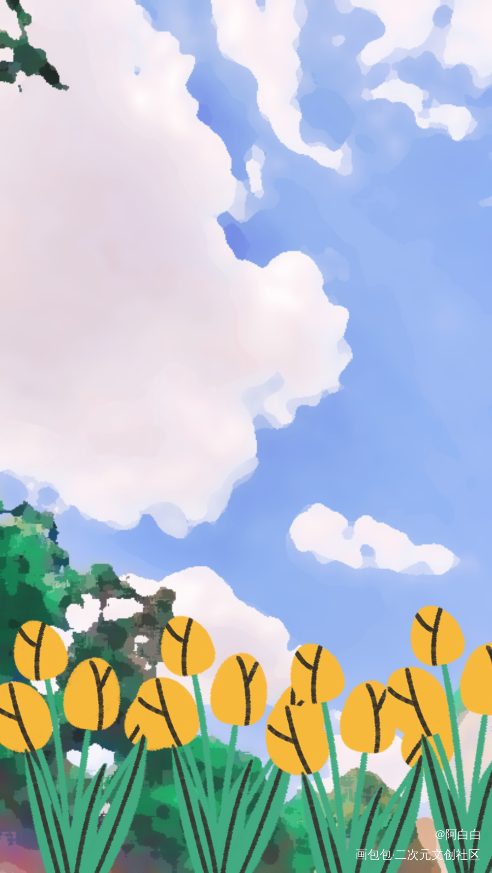【day1】郁金香_水彩绘画作品