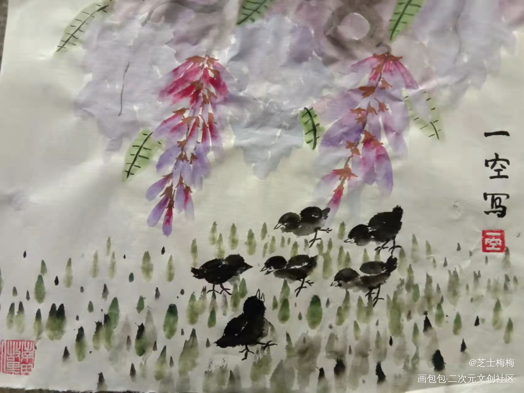 紫藤花开_古风绘画作品