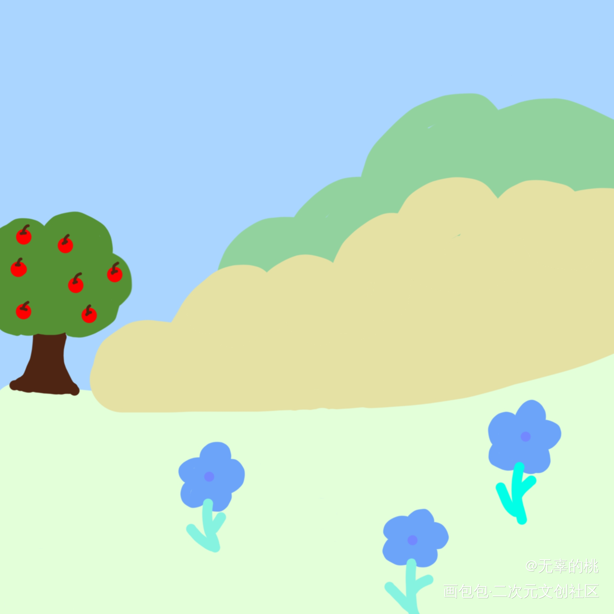 春天里的苹果树_手绘绘画作品