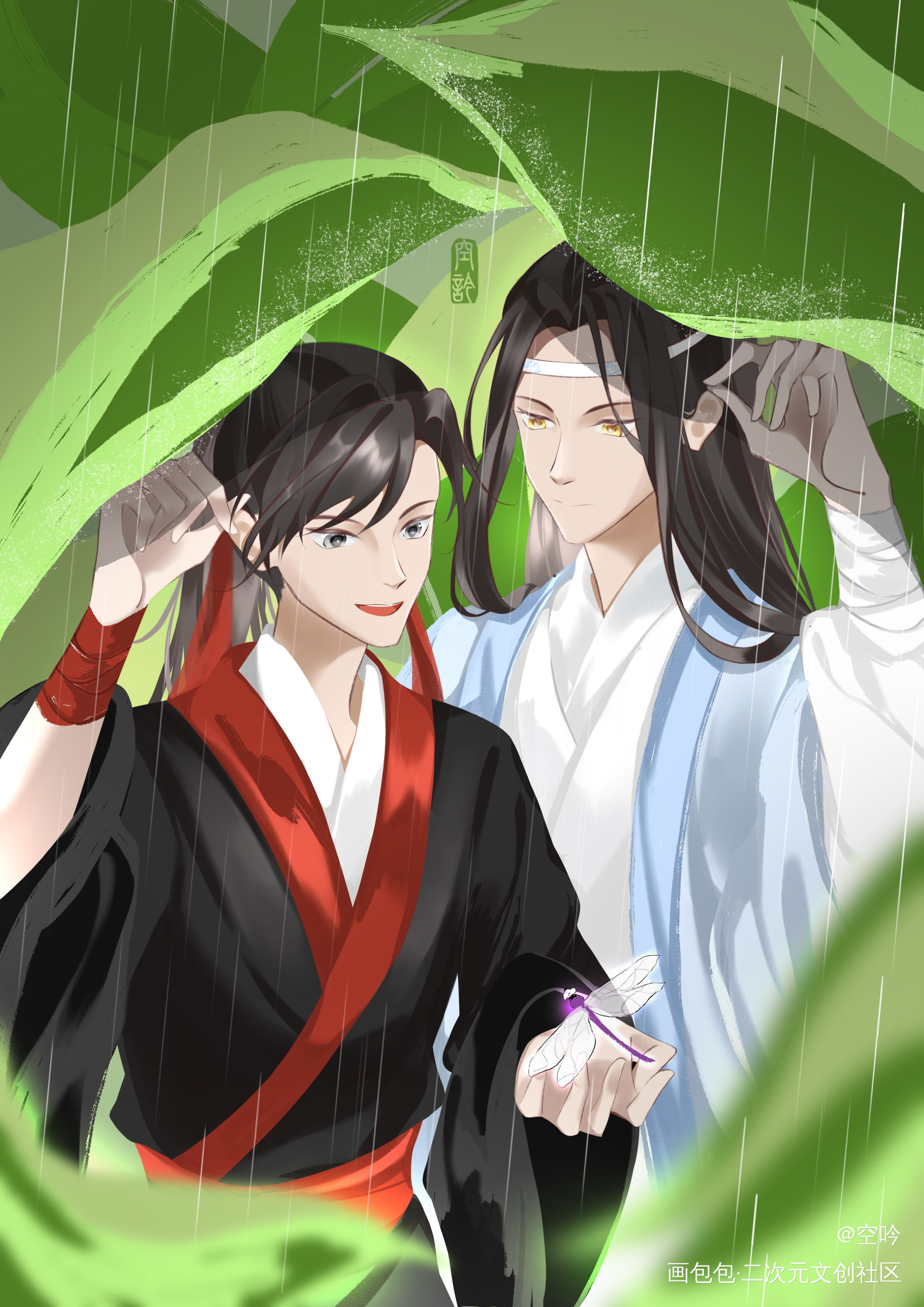 躲雨_魔道祖师忘羡绘画作品