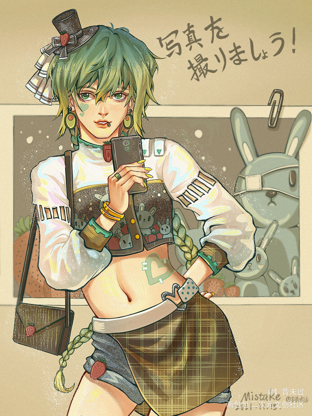 “一起来拍照吧！”_立绘平涂日系插画原创oc绘画作品
