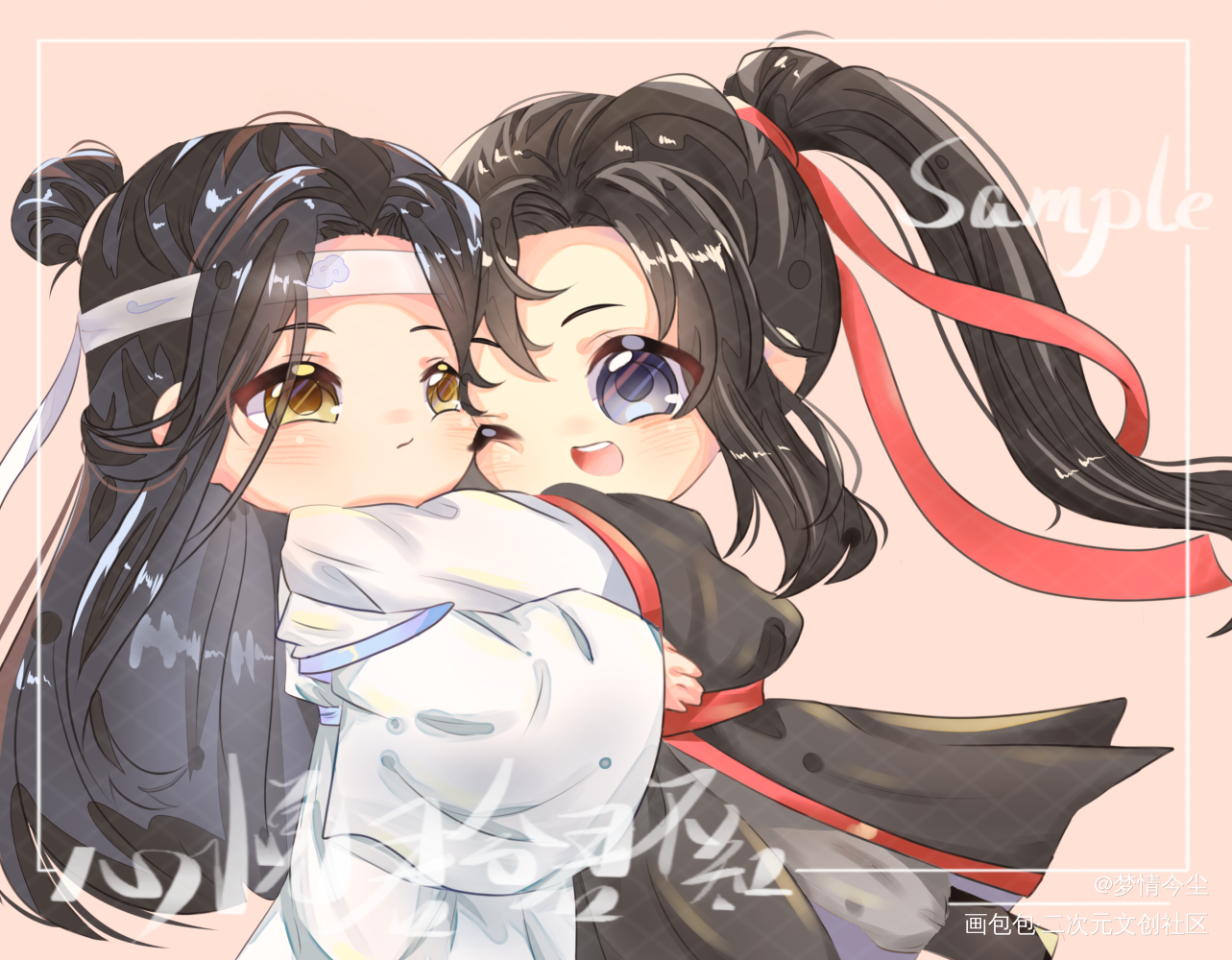 贴贴_魔道祖师忘羡蓝忘机魏无羡绘画作品