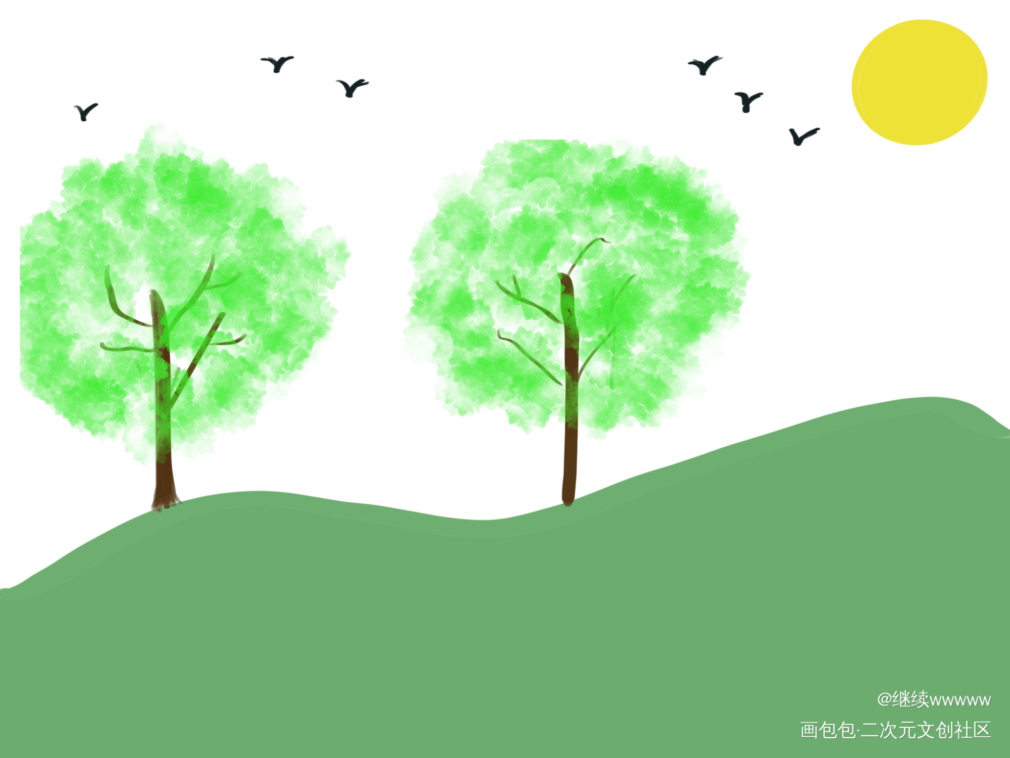 春天的树_绘画绘画作品