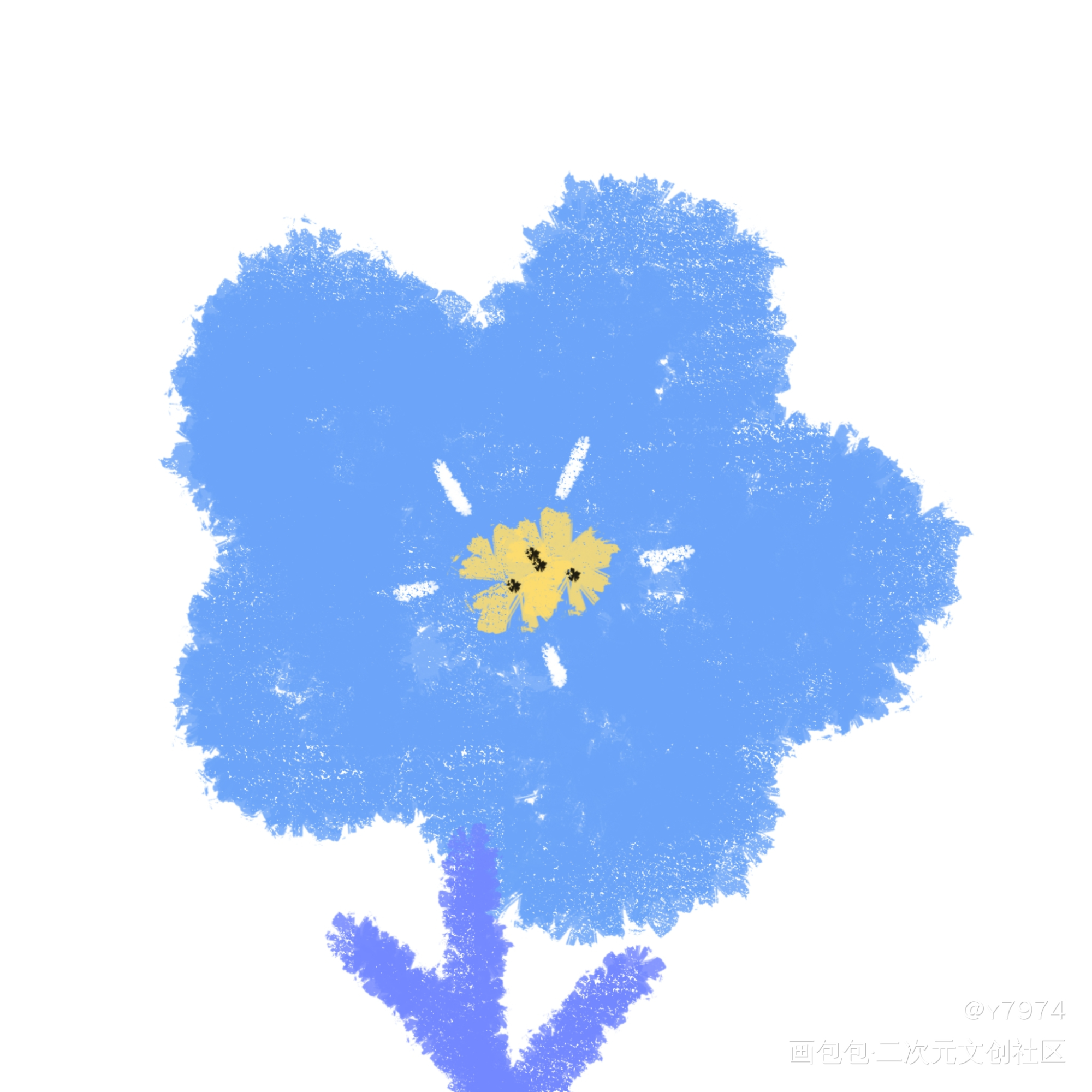 蓝色的fa_手绘绘画作品