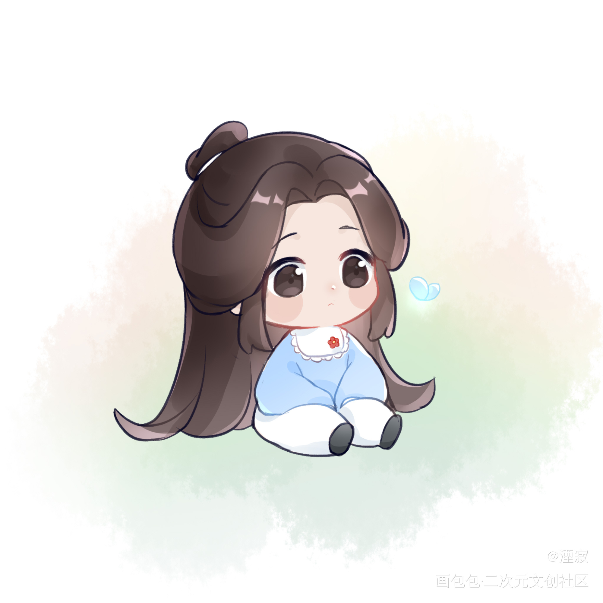 幼怜与小蝴蝶_天官赐福谢怜Q版绘画作品