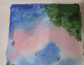 春天的晚霞，超赞！！！_绘画作品