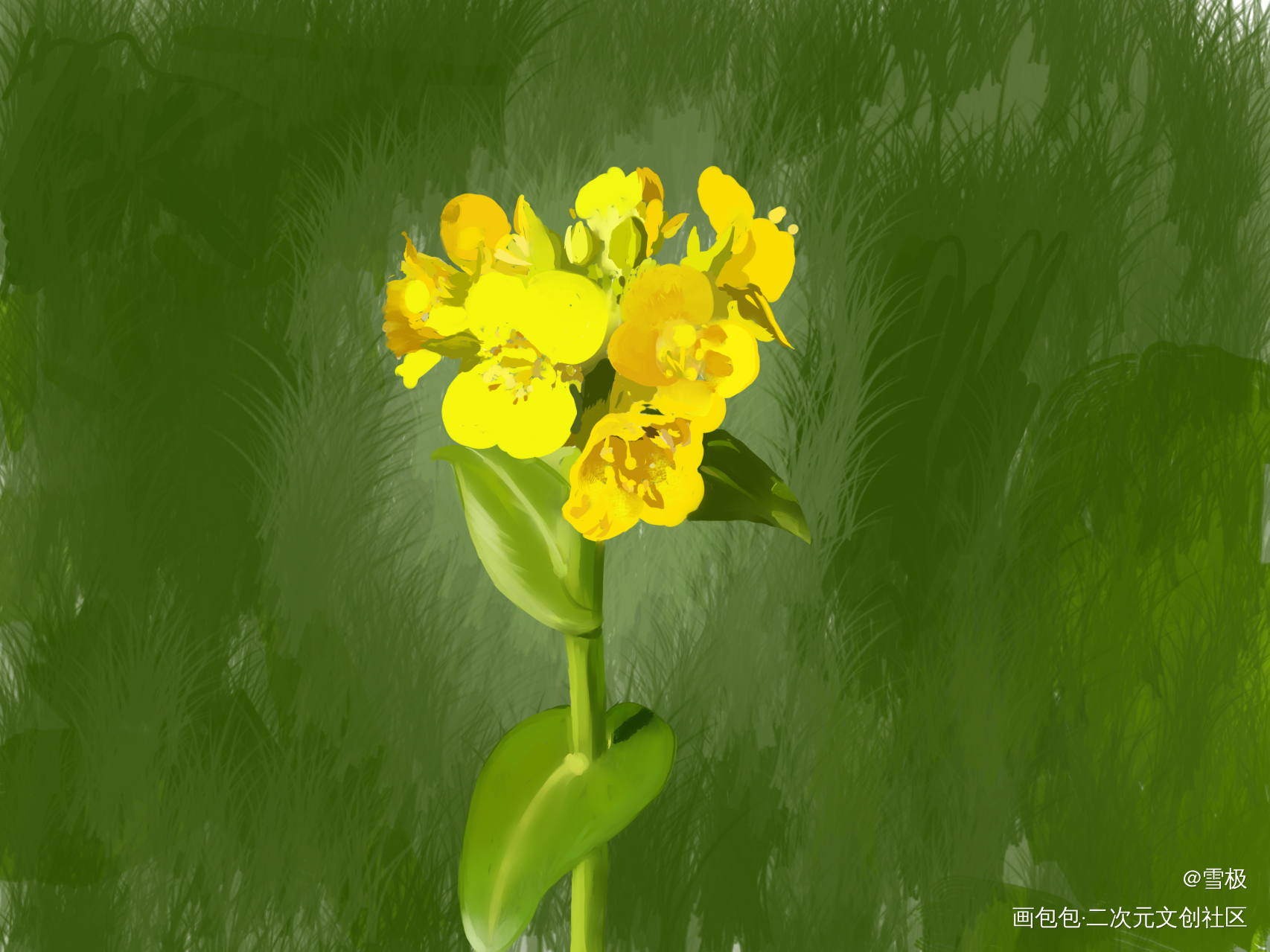 春日一枝花_伪厚涂厚涂风景板绘绘画作品