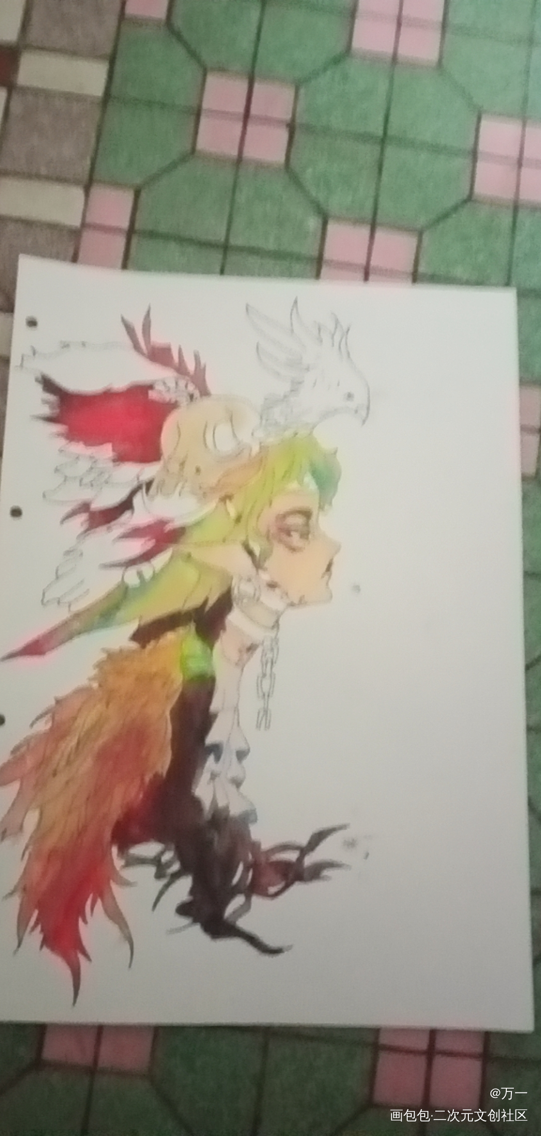 临摹食蝉太太的_水彩绘画作品