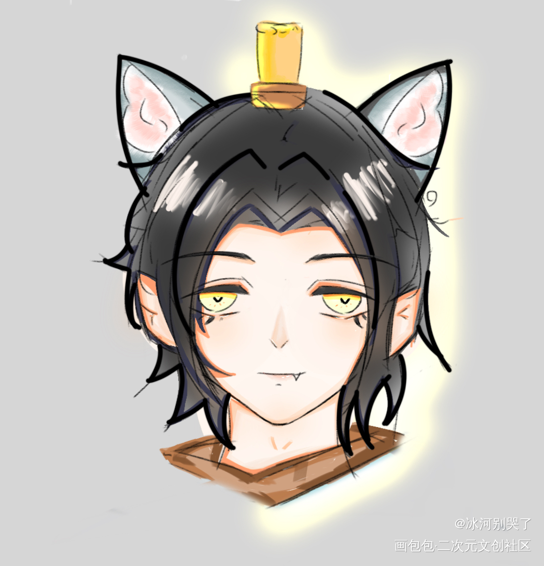 打卡第三天_二哈和他的白猫师尊燃晚墨燃绘画作品