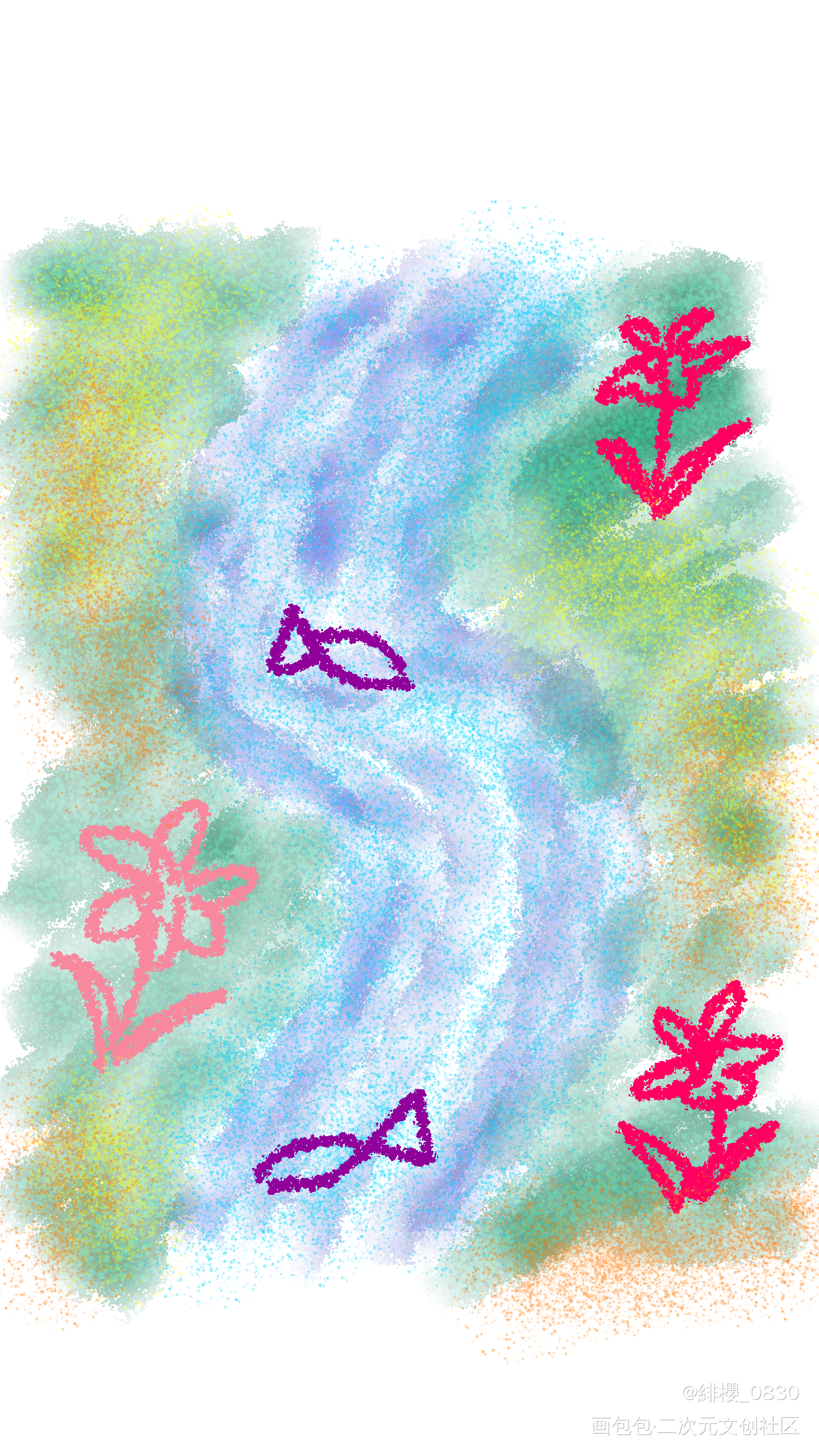 春溪遊魚_唤醒春日主题打卡绘画作品