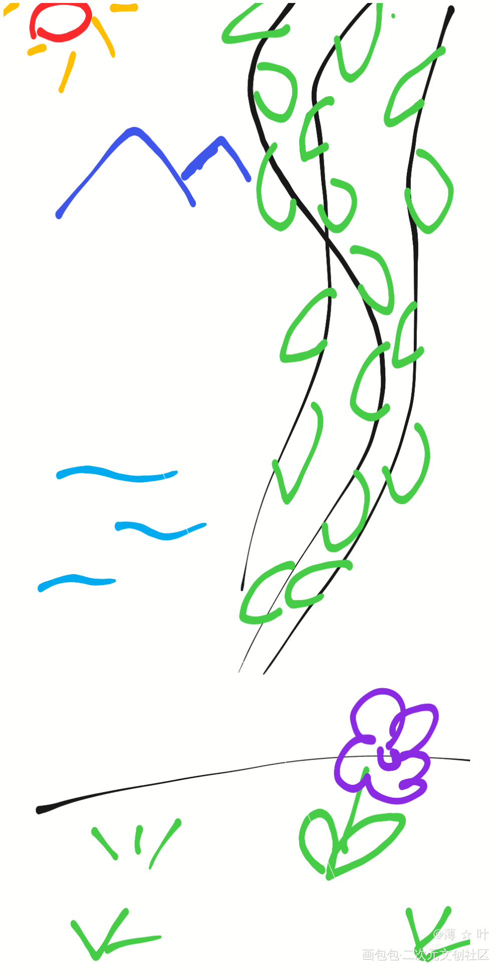 昨天打卡一直有问题，烦了，摆烂_简笔画绘画作品