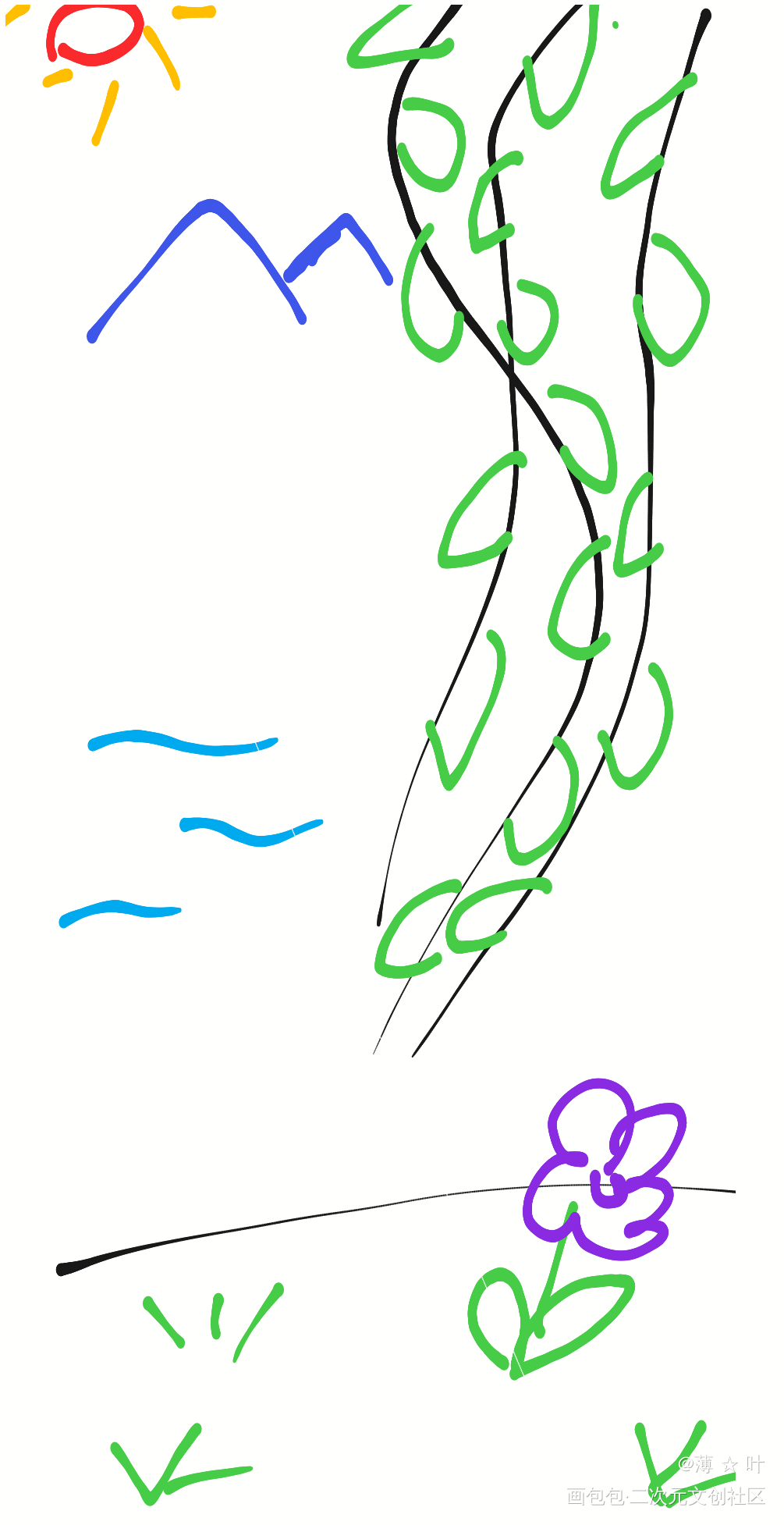 昨天打卡一直有问题，烦了，摆烂_简笔画绘画作品