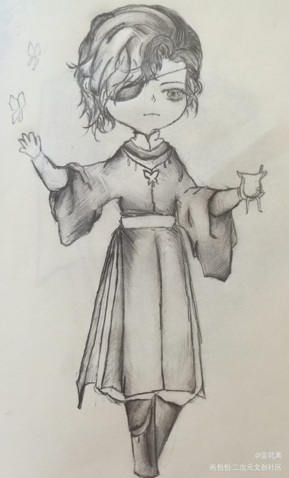 画得惨绝人寰(ಥ_ಥ)_天官赐福花怜黑白Q版绘画作品