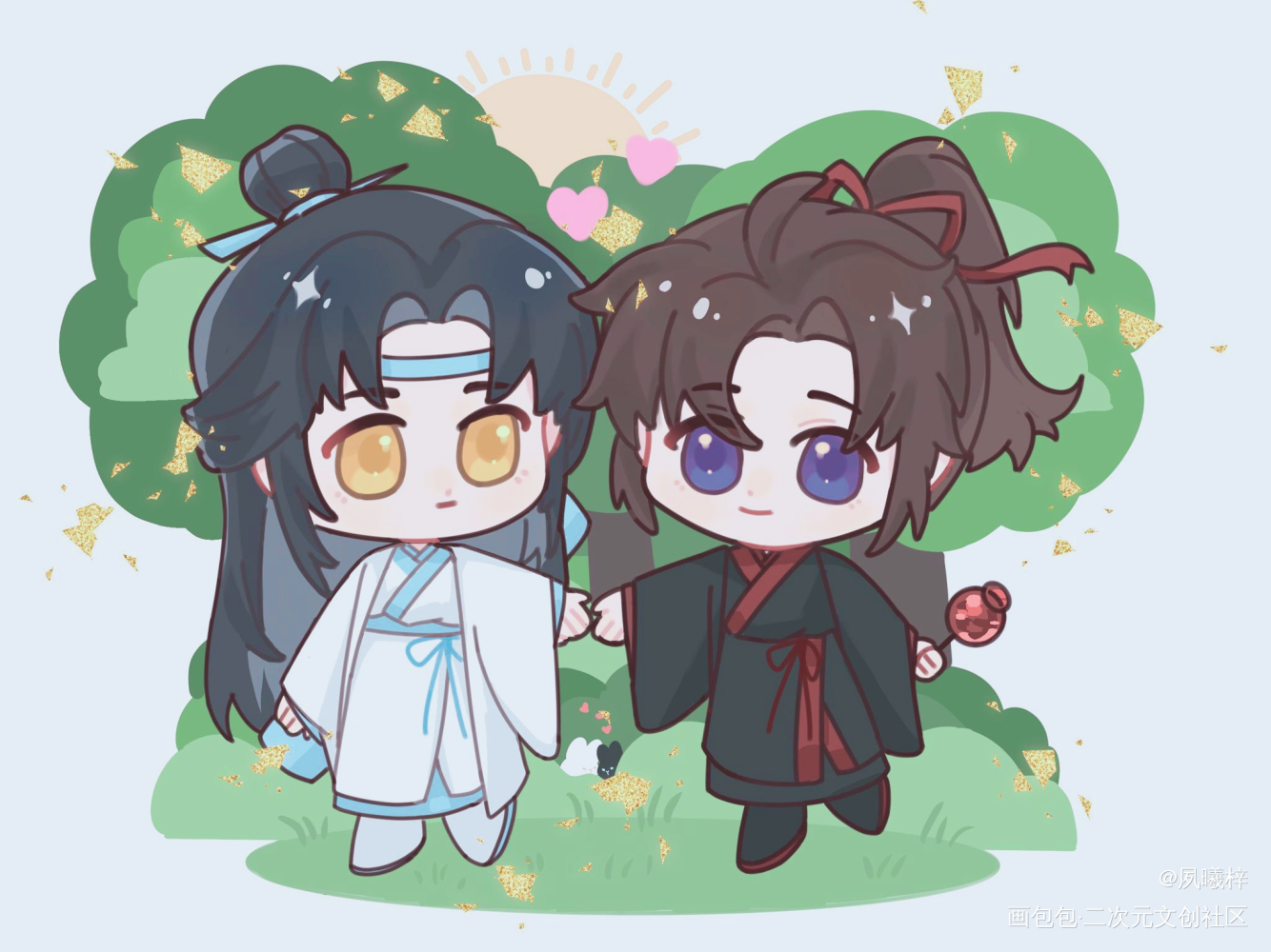 踏春忘羡_魔道祖师忘羡Q版绘画作品