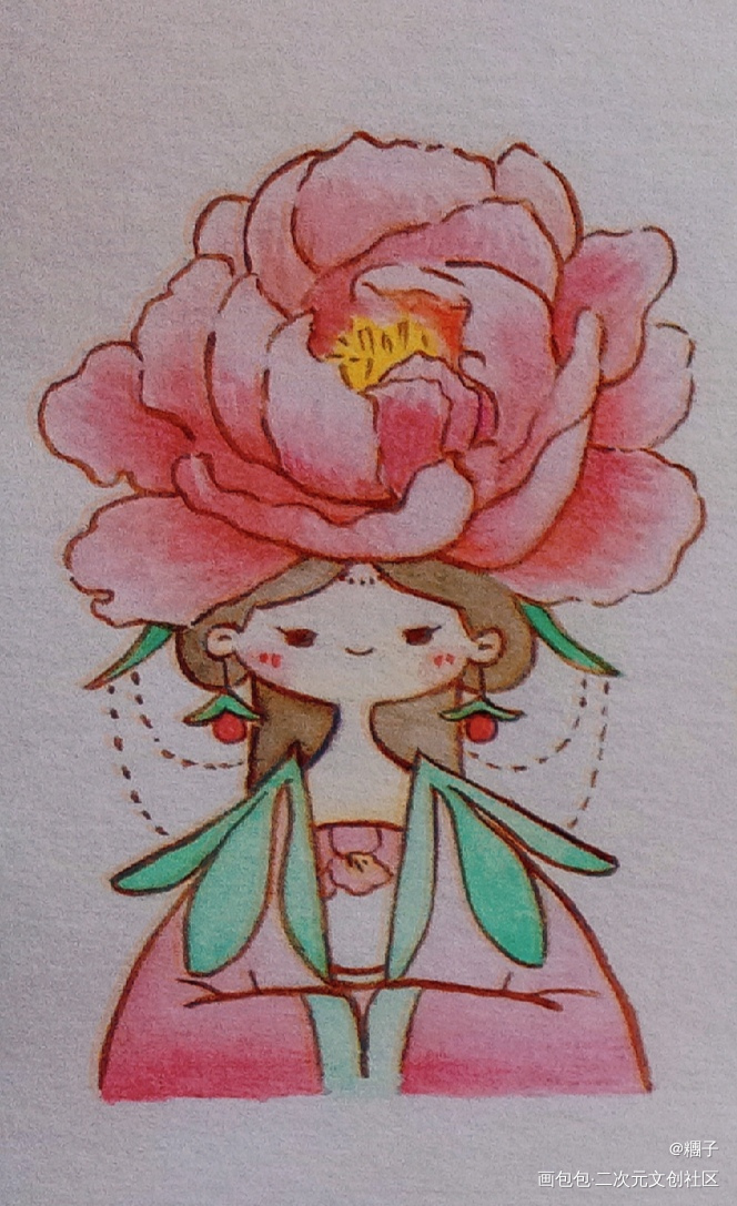 花花打卡第一天_古风水彩绘画作品