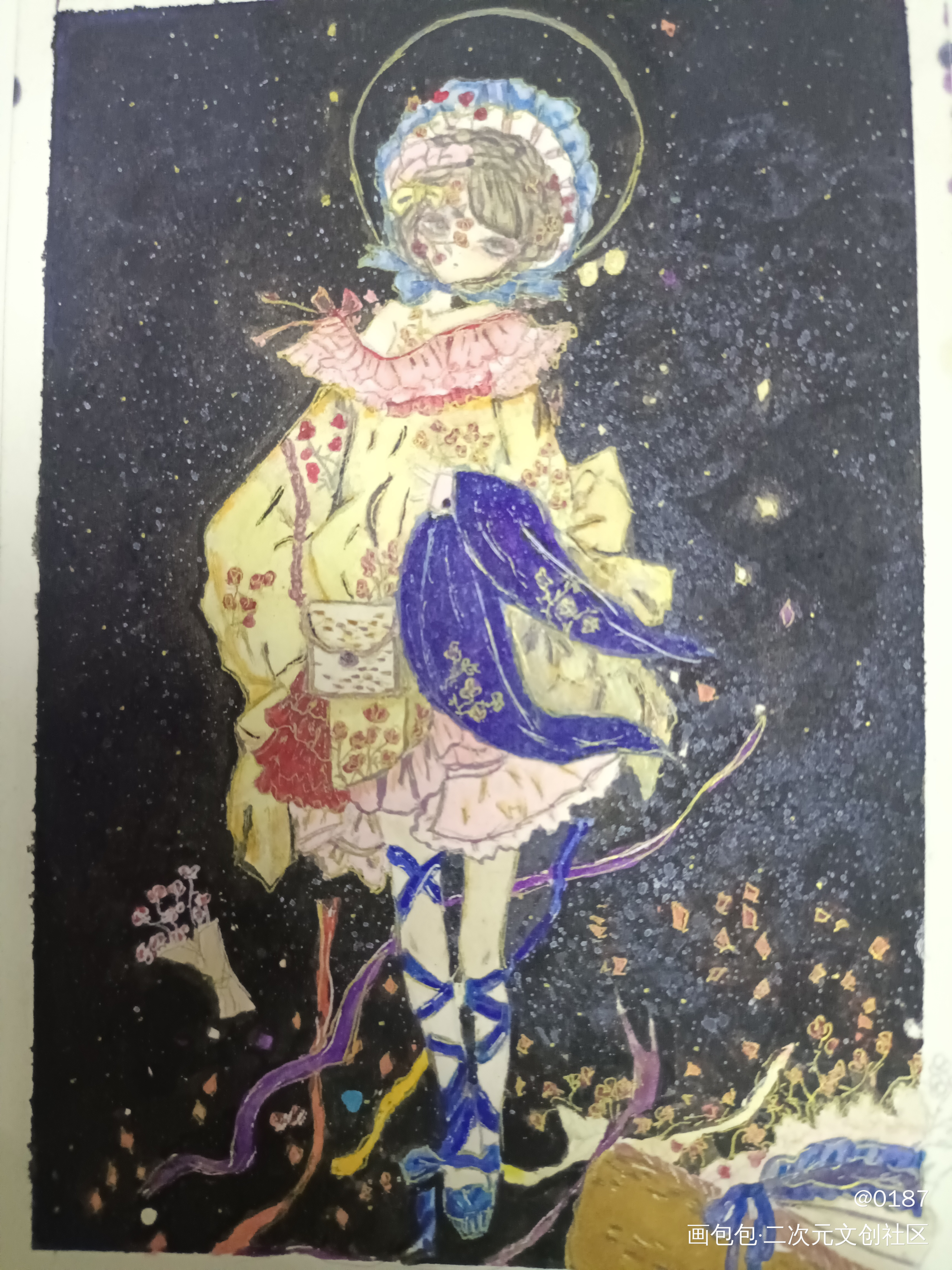 春在黑夜中到来_手绘水彩绘画作品