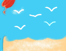 春天的海滩_绘画作品