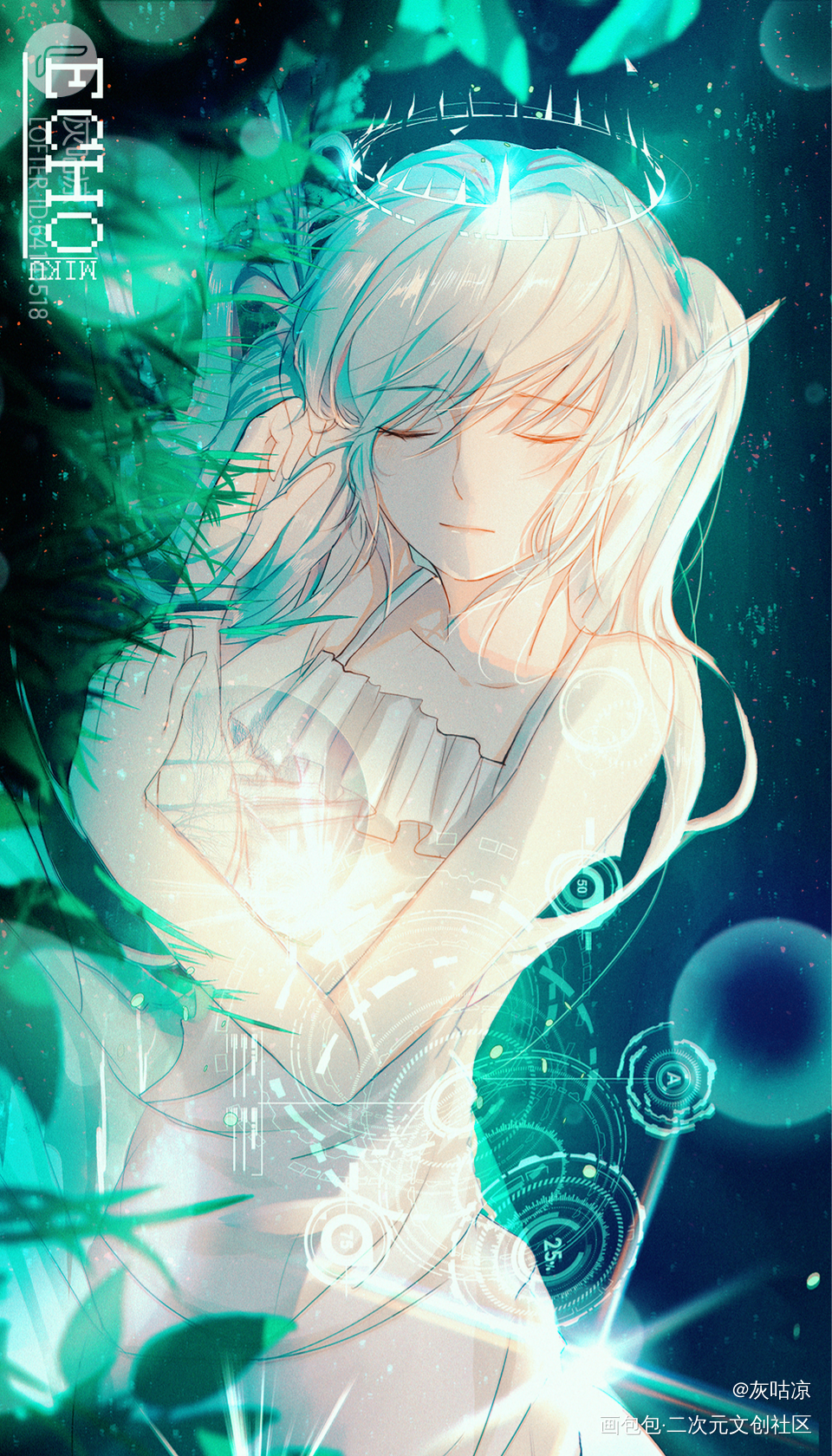 我跪求18年的我教我画画_VOCALOID平涂日系插画同人绘画初音miku原创绘画作品