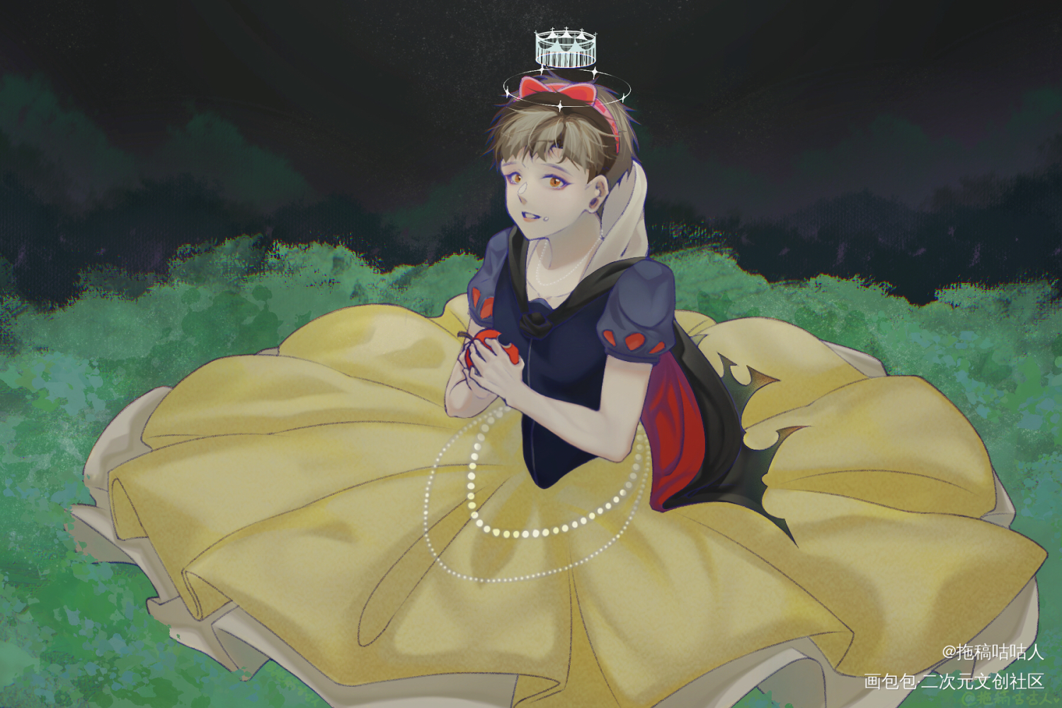 “白”雪公主_小白杨俞白白新羽平涂绘画作品