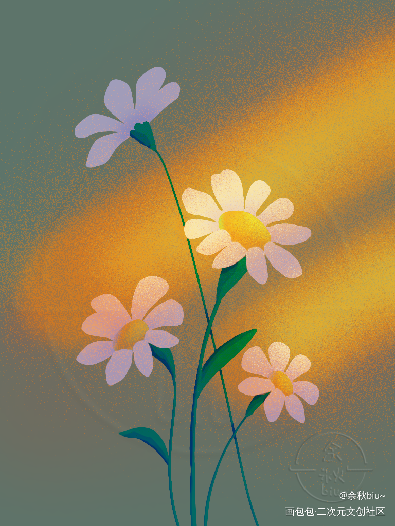 【唤醒春日活动打卡】小菊花~_平涂绘画作品