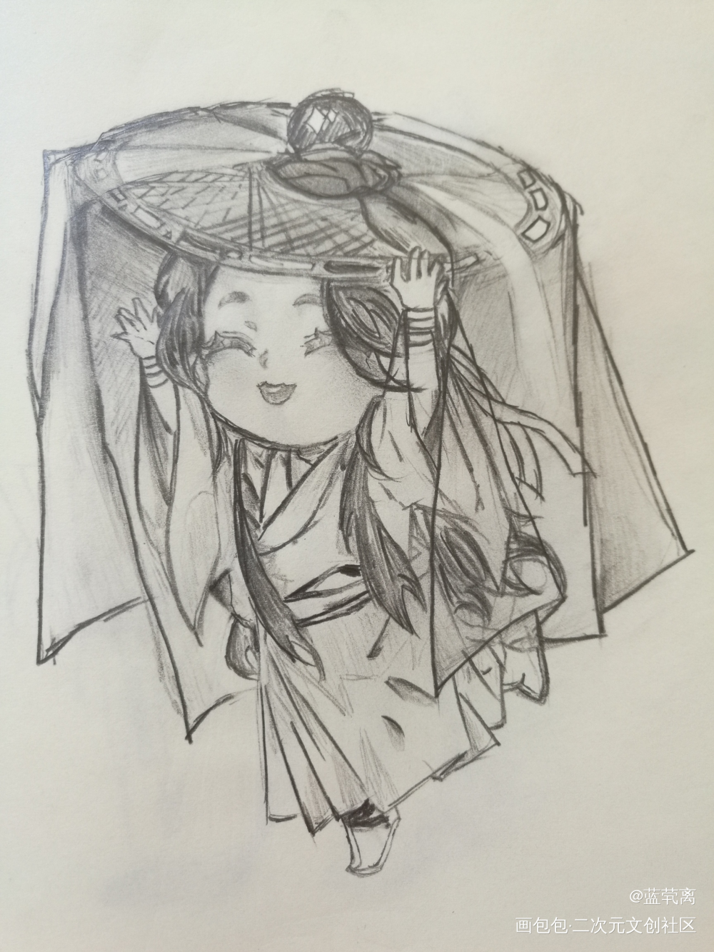 我的儿子不能寡..._天官赐福花怜谢怜黑白Q版绘画作品