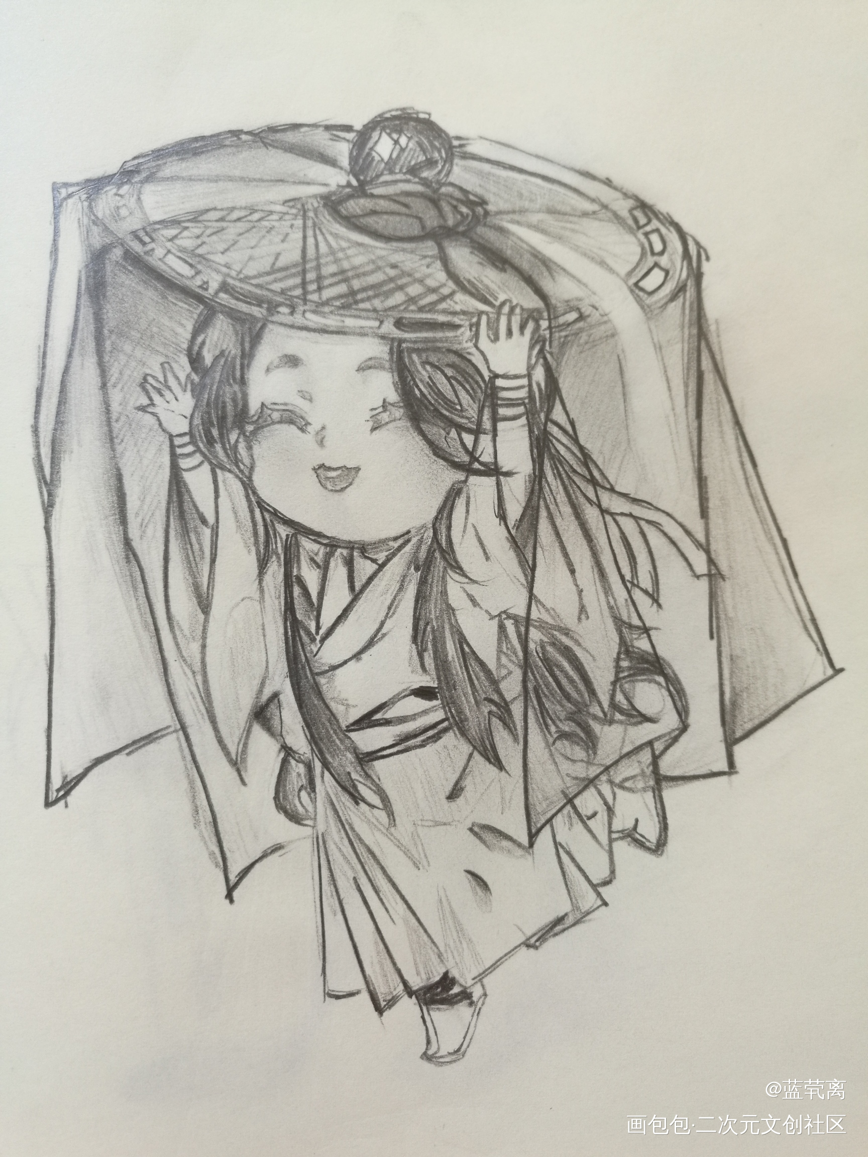 我的儿子不能寡..._天官赐福花怜谢怜黑白Q版绘画作品