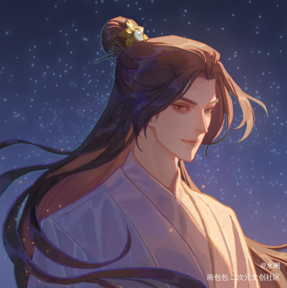 晚宁~~_二哈和他的白猫师尊燃晚楚晚宁日系同人绘画作品