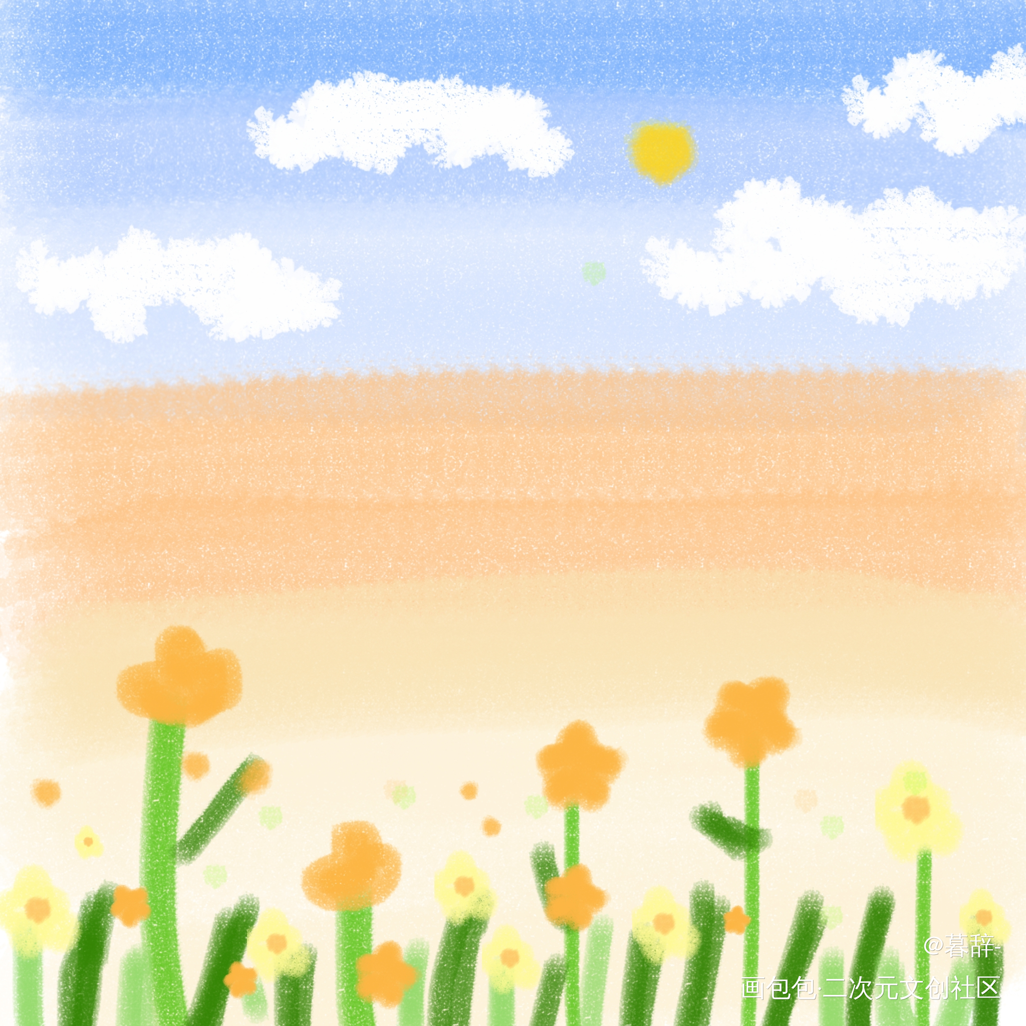 春_手绘平涂绘画作品