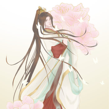 美男陪花花,画完笑哈哈_天官赐福谢怜太子悦神绘画作品