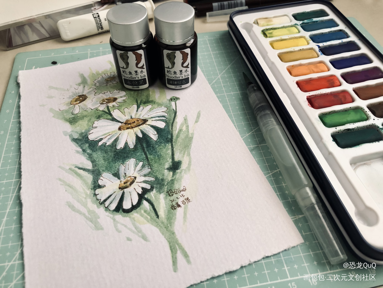 雏菊_手绘水彩绘画作品