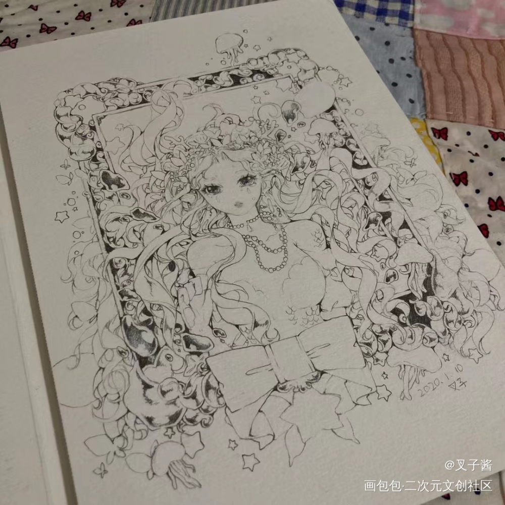 美人鱼泪_手绘日系绘画作品
