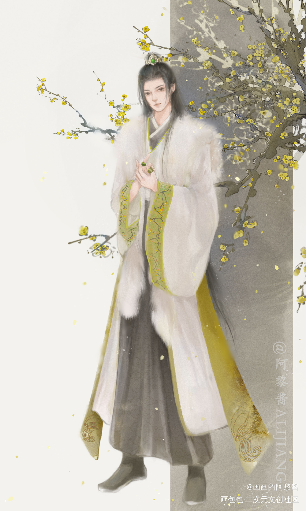 金灿灿的张百万_明星大侦探古风平涂张若昀绘画作品