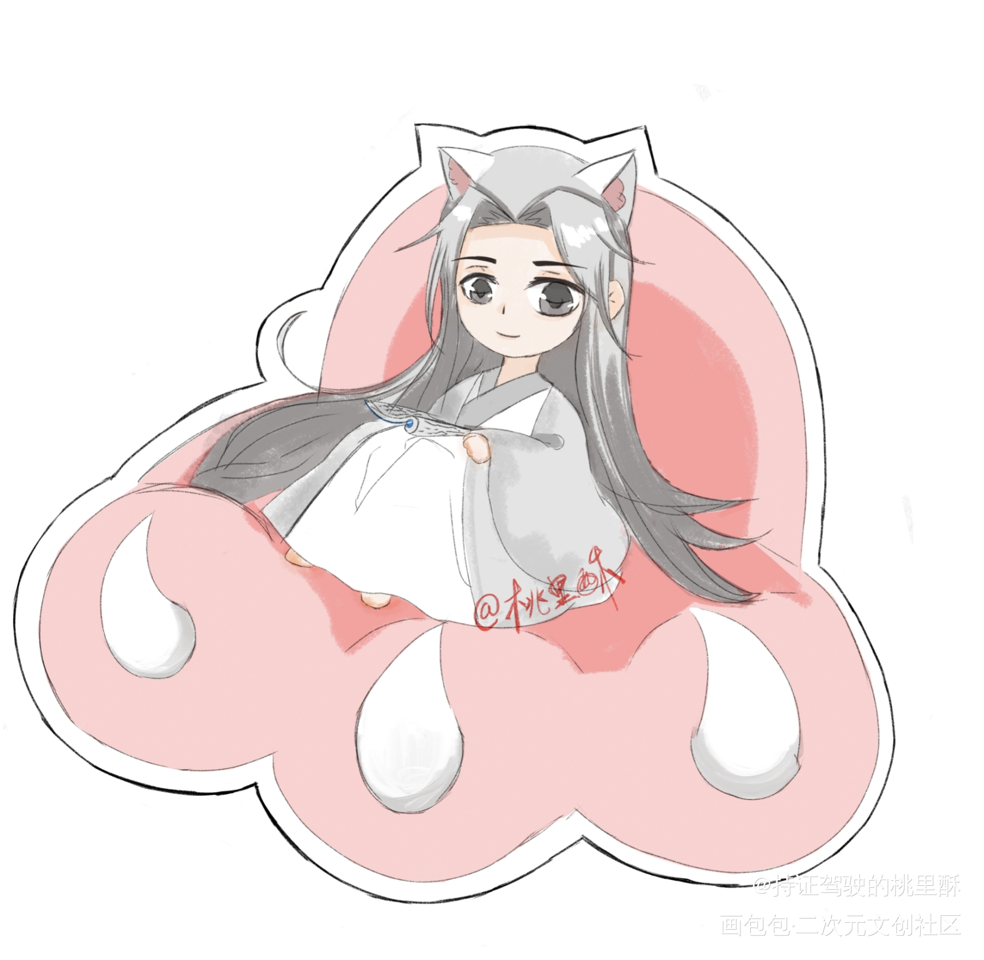 《顾容猫猫》_穿成高危职业之师尊沈顾容绘画作品