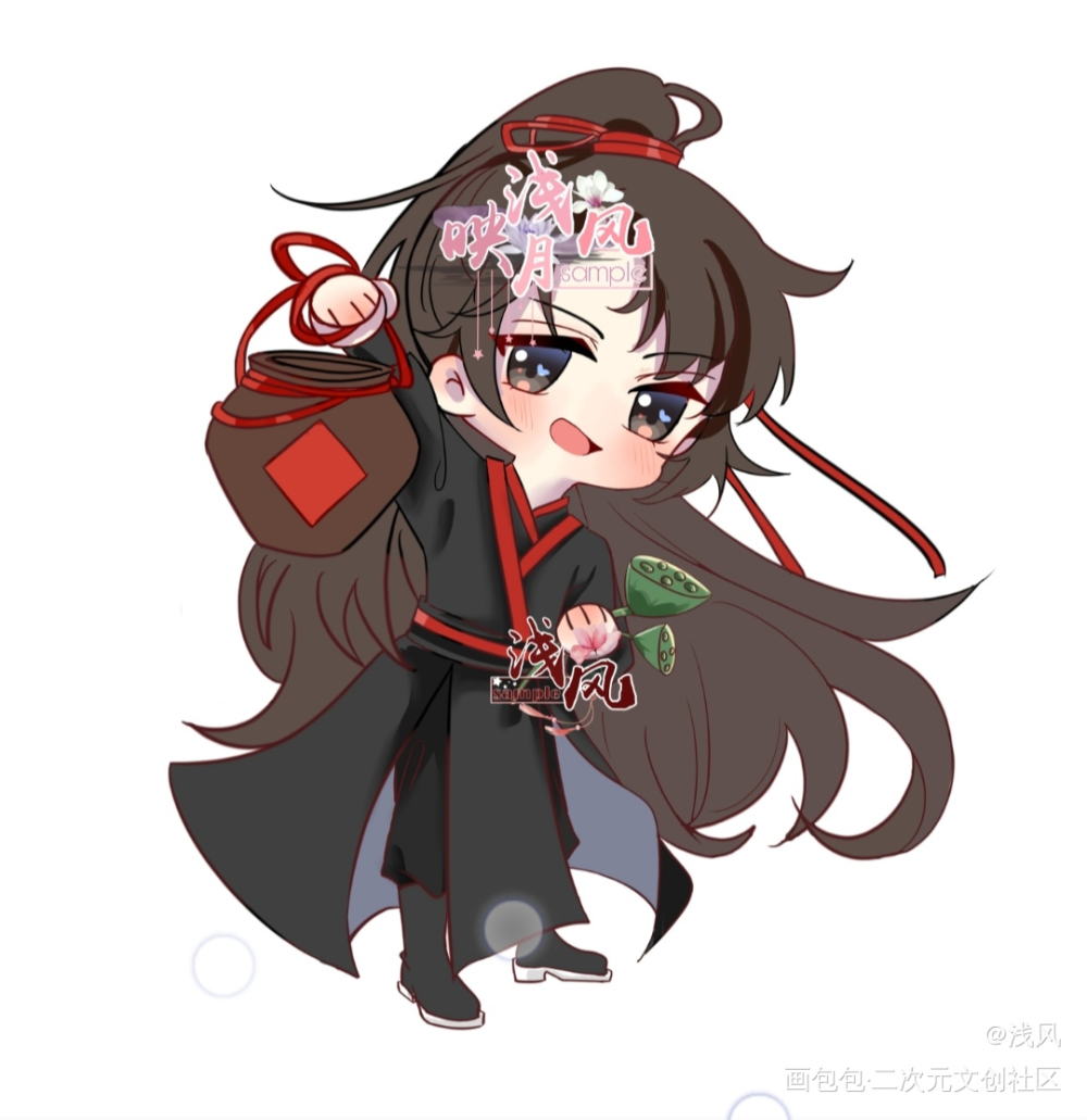 春风里，携酒归_魔道祖师忘羡Q版绘画作品