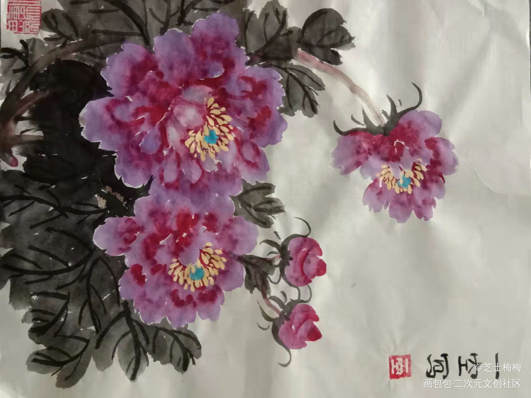 牡丹_手绘古风绘画作品