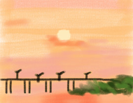 春日的夕阳_绘画作品