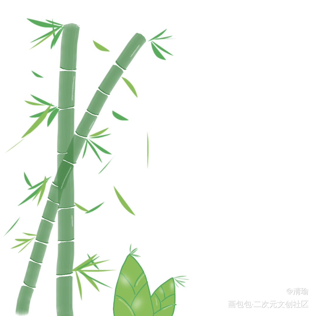 竹子+春笋吧_手绘绘画作品