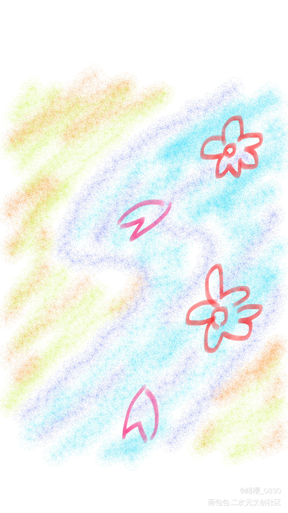 春日落花流水_唤醒春日主题打卡绘画作品
