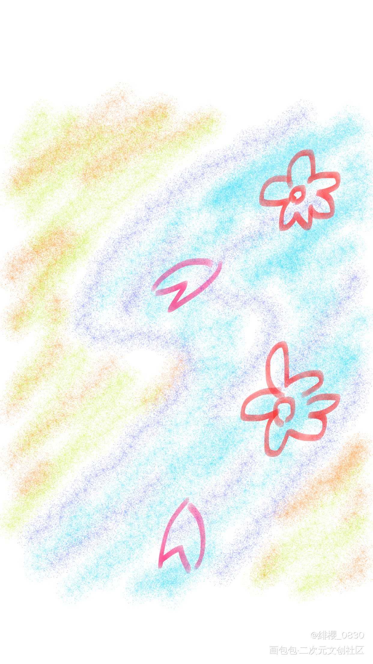 春日落花流水_唤醒春日主题打卡绘画作品
