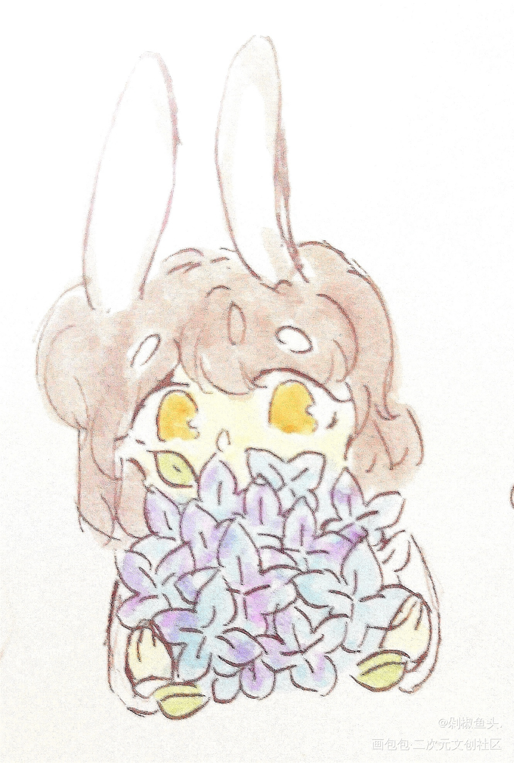 春兔_手绘水彩绘画作品