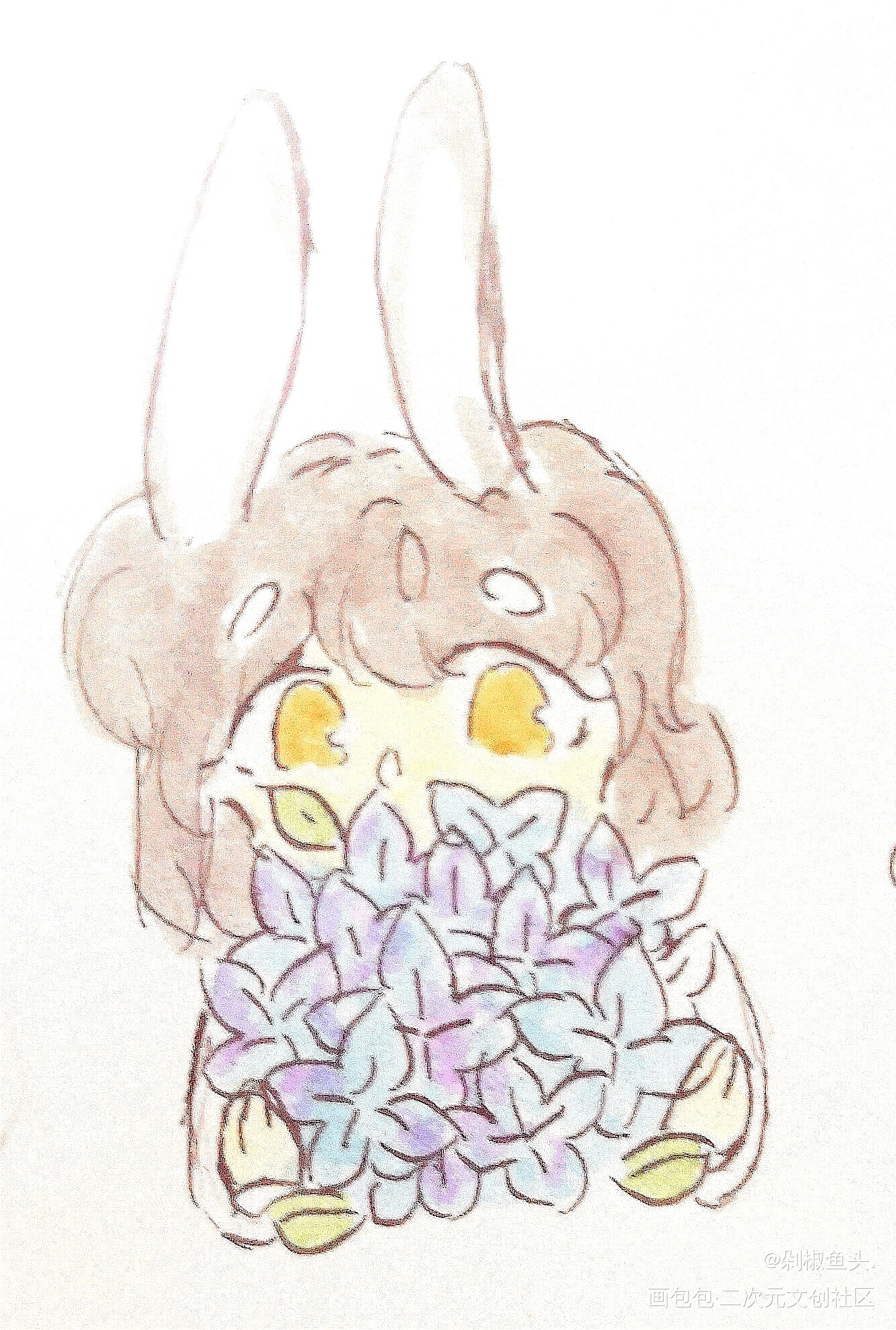 春兔_手绘水彩绘画作品