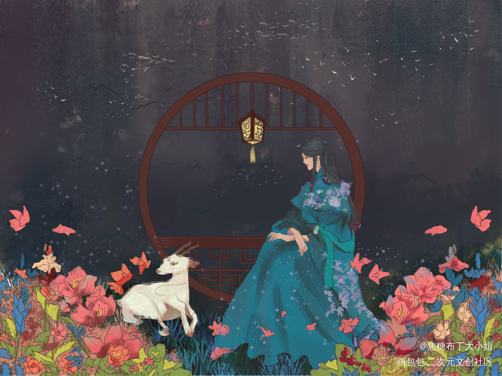 异鹿时空摸鱼_立绘古风原创绘画作品